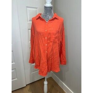 Aerie Button Up Gauze Muslin Swim Cover Up Tunic Top  Small S